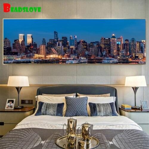 Diamond Embroidery landscape Picture Of Rhinestone Diamond Mosaic City Night 5D DIY Diamond Painting Full Round Drill Home Decor