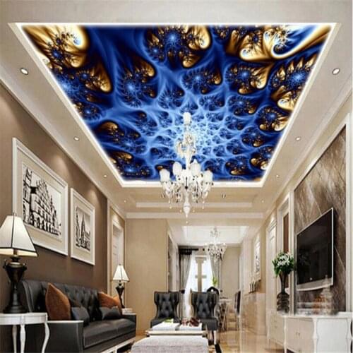 Beibehang Large Customized Abstract Blue Colorful Helical Pattern Zenith Mural Decorative