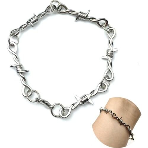 Small Wire Brambles Iron Unisex Choker Bracelet Women Hip-hop Gothic Punk Style Barbed Wire Little Thorns Bracelet Choker Gifts