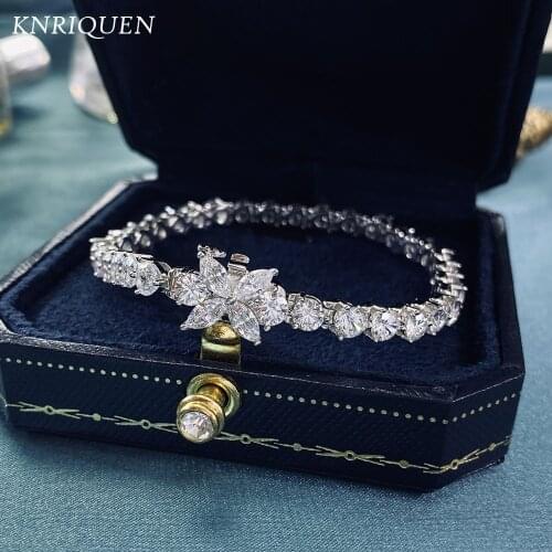 New Arrival 925 Sterling Silver Four Leaf Clover Bracelet High Carbon Diamonds Created Moissanite Bracelets Fine Jewelry 15-17cm