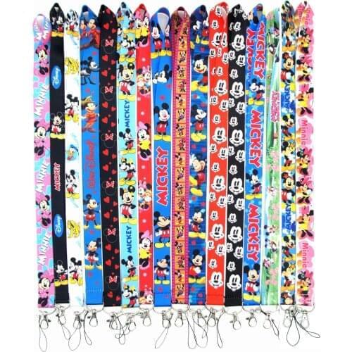 Disney Mickey Mouse Lanyard Keys Id Cell Phone Neck Strap Action Figure Toy Donald Duck Minnie Phone Lanyard Kids Gifts