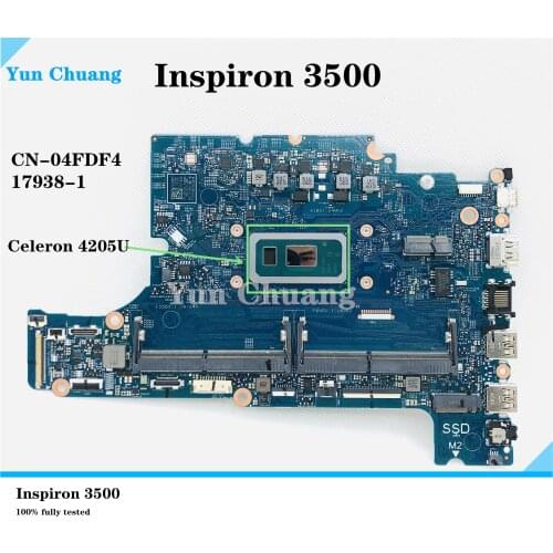 For DELL Inspiron 3500 17938-1 Laptop Motherboard CN-04FDF4 04FDF4 17938-1 with SRESP Celeron 4205U Mainboard 100% fully tested