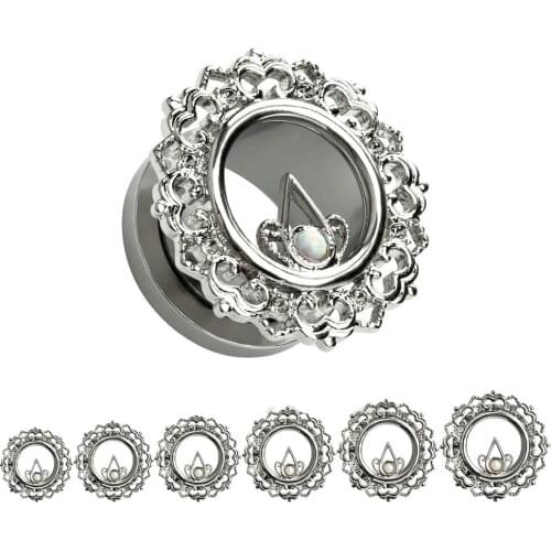 8-16mm new arrival stainless steel ear gauges crystal screw flesh tunnel ear plug body piercing expander jewelrys 1 pair earring