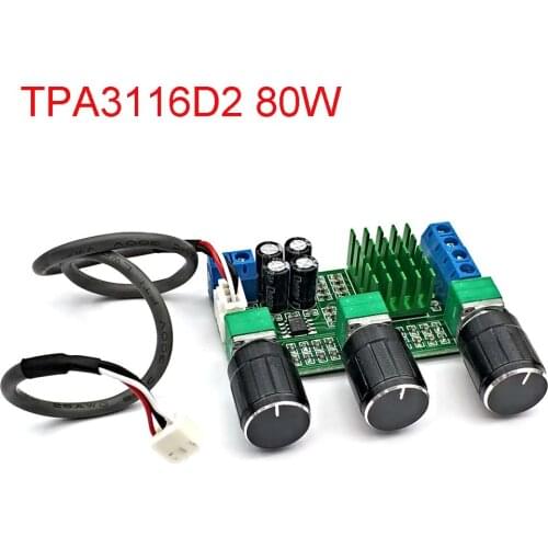 DC 12V 24V 80W X 2 Dual Channel Digital Audio TPA3116D2 Treble Bass Regulating Preset Pre Amplifier Board