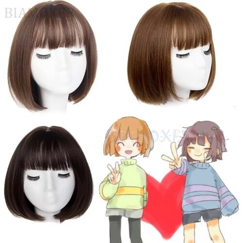 Undertale Frisk Cosplay Wig Short Red Heat Resistant Synthetic Hair Wig + Wig Cap
