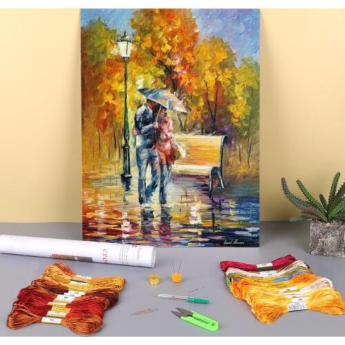 Red Raincoat Printed Water-Soluble Canvas 11CT Cross-Stitch DIY Embroidery Set DMC Threads Handmade Handiwork Wholesale