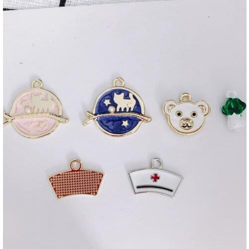 Cute Bear Alloy Pendant Jewelry White Angel Vegetable Woman Necklace Earrings Charms Accessories