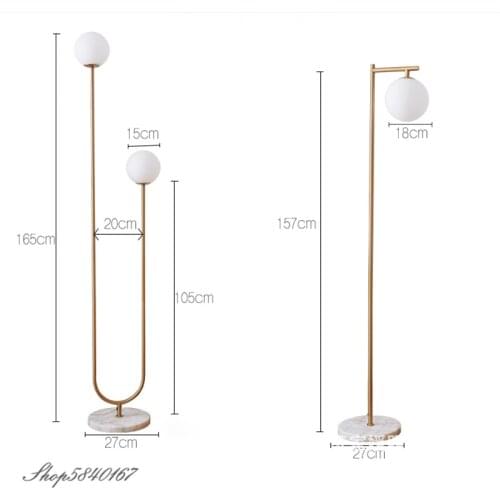 Milky White Glass Standing Lamps for Living Room Floor Lights Bedroom Marble Stand Light Modern Floor Lamp LED Decorative Foyer