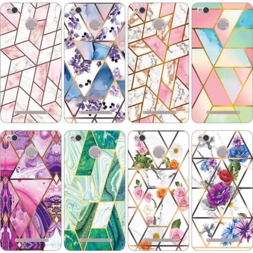 Soft Phone Case for Xiaomi Redmi 3X / 3S / 3 Pro Prime Funda Glossy Colorful Silicone Phone Back Cover Geometric Marble Shell