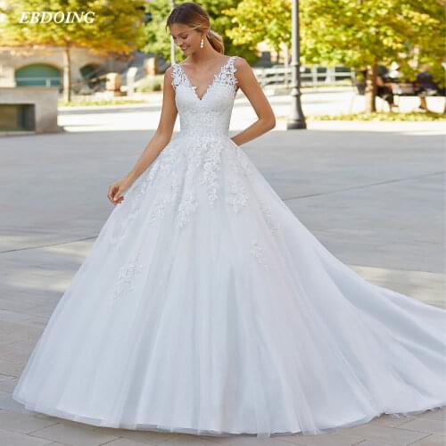 New Arrive Ball Gown Wedding Dress For Bride V-Neck Neckline Long Open-Back Custom Made Plus Sizes Vestidos De Novia