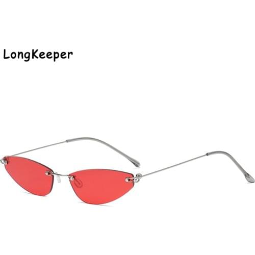 Womens Decorative Glasses Oval Small Cat Eye Sunglasses Vintage Rimless Neon Green Lenes Sun Glasses Men gafas de sol hombre