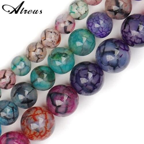 Bulk Wholesale Natural Round Fire Dragon Veins Agates Beads 6 8 10 mm Colorful Natural Onyx Stone Loose Beads For Jewelry Making