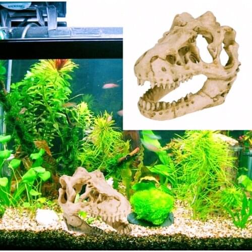 Landscape Simulation Head Bone Reptile Decoration Accessories Aquarium Hollow Resin Dinosaur Skull Resin Fish Tank Ornaments