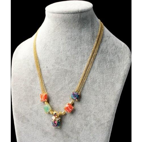 Bulk Price Multilayers Chains Blue & Yellow Birthstone Dog Necklace For Girls Christmas Gift