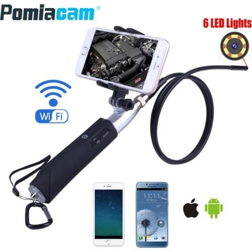 ZCF110 1m Hard Cable Handheld IOS Android Endoscope 8mm Lens 6LED Waterproof Iphone Wifi Endoscope Camera Inspection Camera