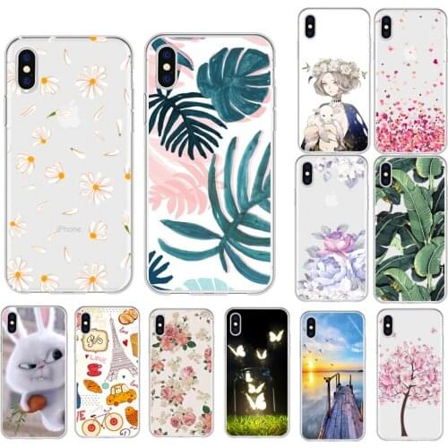 Patterned Floral Marble Transparent Phone Case Coque For iPhone XR 6 6S Plus X 5 SE Plus Clear Phone Cover For iPhone 8 7 Plus
