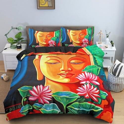 Sitting Lord Buddha King Bedding Set Psychedelic Mandala Ganesha Duvet Cover Single Double Twin Queen Size With PIllowcase