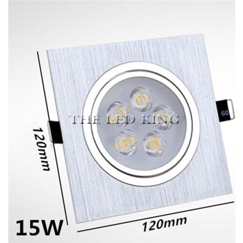 Super Bright Square Dimmable black Silver Aluminum 9W 12W 15W 18W LED Downlight AC 220V 110V Recessed LED Spot Lighting