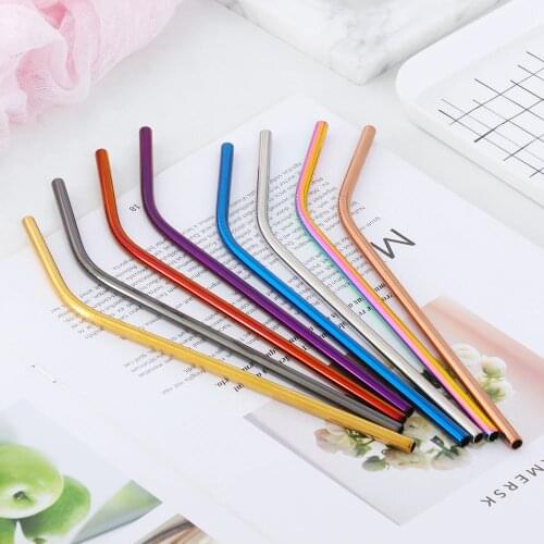4Pcs Short Drinking Straw Bar Accessories Stainless Steel Bend Drinking Straws Cocktail Wine Drink-ware