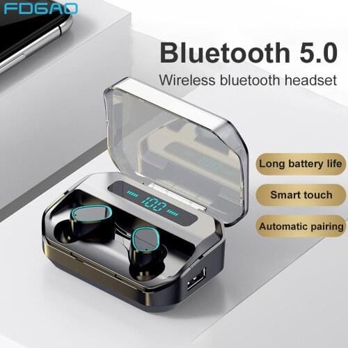 TWS Bluetooth Earphone V5.0 Touch Control Wireless Earbuds Stereo Sport Waterproof Headset Handsfree LED Power Display With Mic