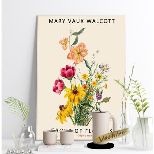 Mary Vaux Walcott Vintage Art Exhibition Museum Poster Group Of Flowers Prints Canvas Painting Plant Illustration Library Decor