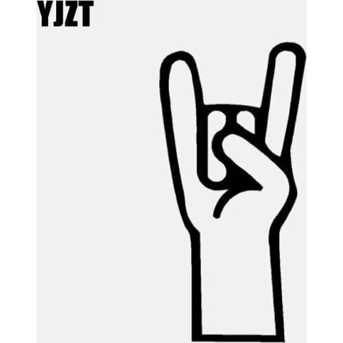 YJZT 6.2CM*12.7CM Punk Rock Hand Fingers Car Sticker Vinyl Decal Black/Silver C3-1886