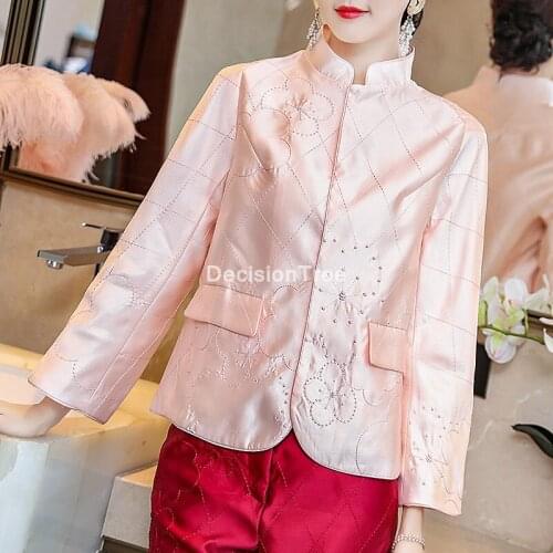2021 ladies satin cheongsam blouse elegant qiapo shirts full sleeve qipao tops chinese vintage stand collar cheongsam blouse