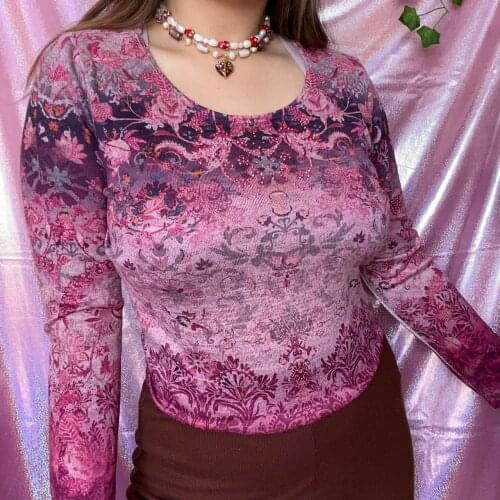 Women Stitching Crop Shirts Tops Streetwear ong Sleeve Hollow Out Exposed Navel Top Round Neck Cut Out T Shirt LStreet Style