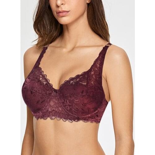 Sexy Womens Lace Bralette Push Up Bra Unerwire Embroidery Floral Sheer Bralette Ultrathin Brassiere Bh Top 32-42 A B C D Cup