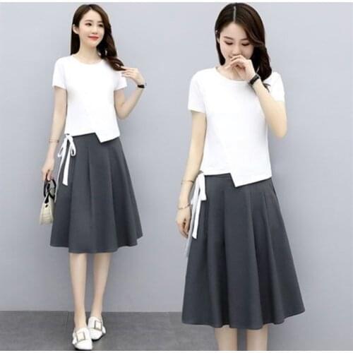 2021 New Summer Crop Top And Short Skirt Suits Two Piece Set Women Fashion Style Casual Loose Mini Party Dresses Ladies Outfits