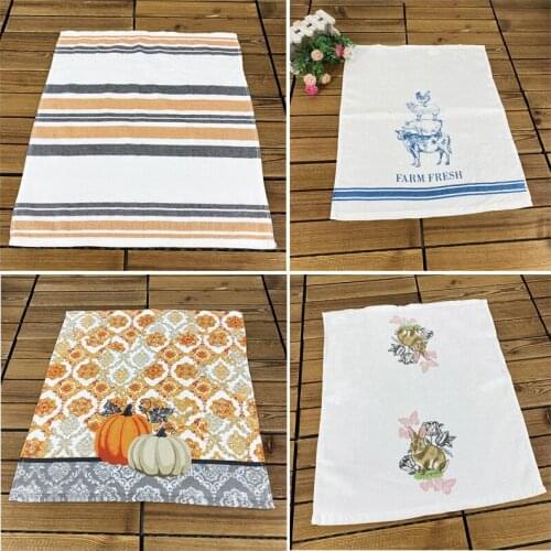 1piece 50x40cm 19.7"x15.7" Cotton Kitchen Towel Printed Tea Napkin Soft Absorbent Dish Towel Hand Towel