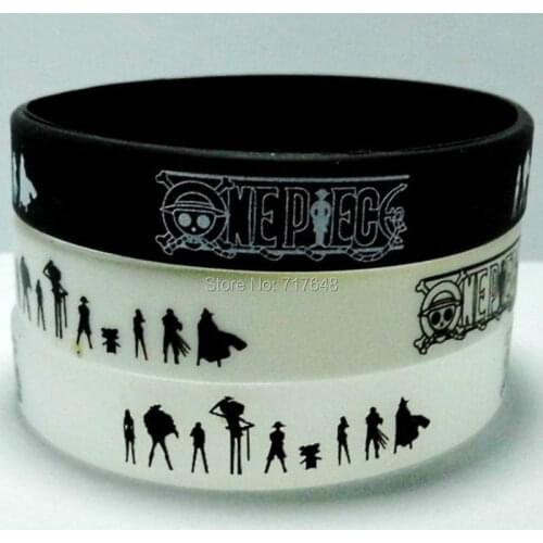 100pcs ONE PIECE Wristband Silicone Bracelets free shipping by ePacket