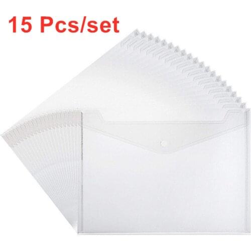 15pcs/set Transparent Plastic A5/A4 Folders File Bag Document Hold Bags Folders Filing Paper Storage Office School Supplies