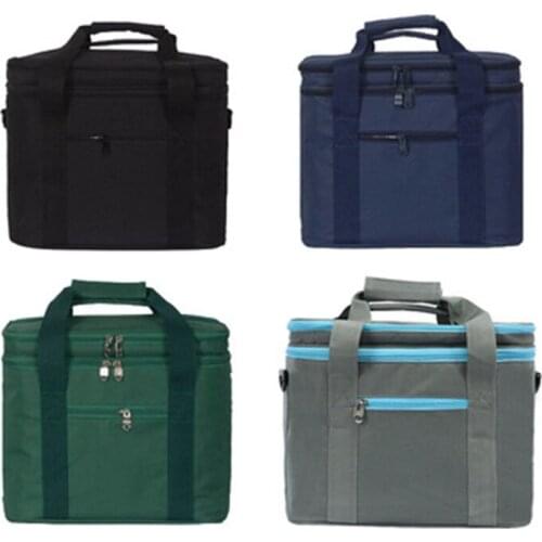 15L Cooler Bag Insulation Package Thermo Refrigerator Car Ice Pack Picnic Thermal Adjustable Shoulder Strap, Pockets