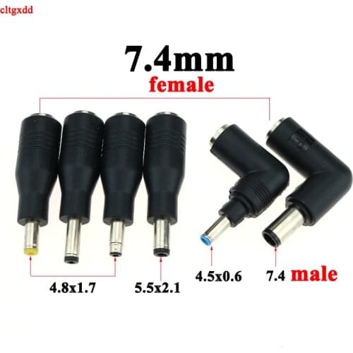 1X DC 7.4 x 5.0 mm 7.4*0.6 female to 7.4*5.0 4.5*0.6 4.8*1.7mm 5.5*2.1/5.5x2.1mm male jack for HP DELL laptop power adapter plug