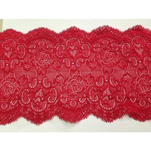 2meters/lot 14cm wide Red color stretch lace French lace elastic mesh lace for garment handicraft bra wedding