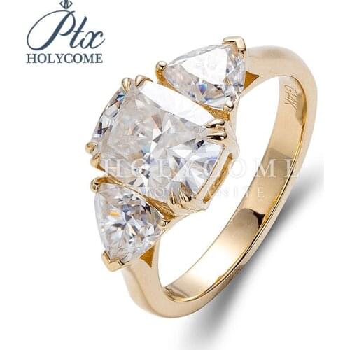 2020 Hot sale 14K YELLOW GOLD RING PRONG SETTING SIDE STONE 0.4CTx2 HALF MOON NEWEST NO CENTER STONE Серьги кольцо браслет