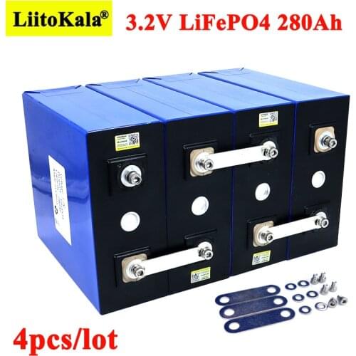 4PCS Liitokala 3.2V 280Ah lifepo4 Battery DIY 12V 280AH Rechargeable pack for Electric Car RV Solar Energy Storage System