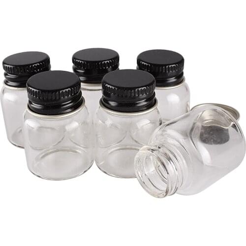 5pcs 8ml 27*35mm Mini Glass Bottles Glass Jars with Black Aluminum Lids Potion bottles Glass Vials for Wedding Favors