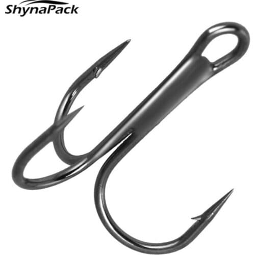 50pcs Overturned Treble Hook High Carbon Steel Black/Silver Fishing Hook 2/4/6/8/10/12# For Bass Lure Triple Hook Fishing tool
