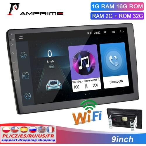 AMPrime 9" Android Car radio 2 Din Multimedia Player GPS Navigation Auto Stereo WIFI Bluetooth Video Player With Rearview Camera
