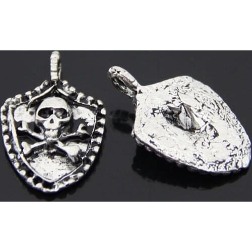 Free Shipping 15pcs/lot pirate skull Medal of Honor shoulder board charm pendant 18*20mm antique silver jewelry