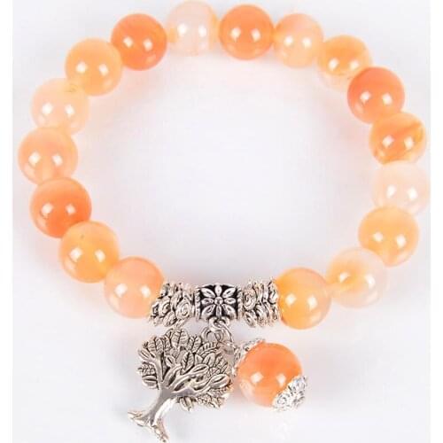 Chakra Natural Stone yellow Vein Agates Onyx stone Bracelets Tree of Life Bracelet Beads Reiki Healing Meditation Energy Bangles