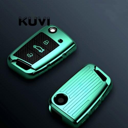 Carbon grain New Soft TPU Car Key Case Cover For Volkswagen VW Golf 7 mk7 Seat Ibiza Leon FR 2 Altea Aztec For Skoda Octavia