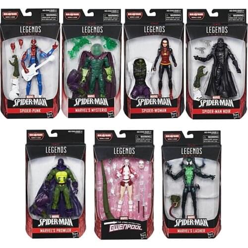 Hasbro Genuine MARVEL The Avenger Gwenpool Spider-Woman Spider-Man Noir Lasher 6 Inches Joints Movable Action Figure Model Toys