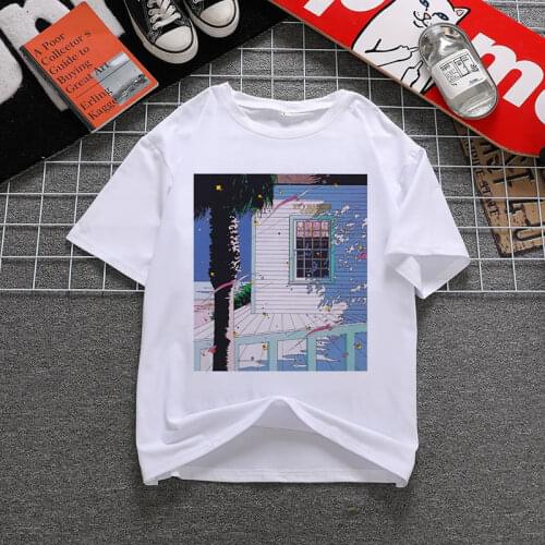 Aesthetic Tshirts Great wave and Sunrise Printed Women T Shirt Short Sleeve Casual White Top Tee Female Harajuku T-Shirts