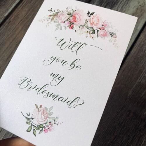 Customized Floral "Will you be my bridesmaid card ",pearlish paper ,custom design