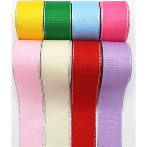 10 25 38mm Silver edge ribbon 10 yards DIY handmade materials gift wrap wedding New Year decoration Grosgrain ribbons