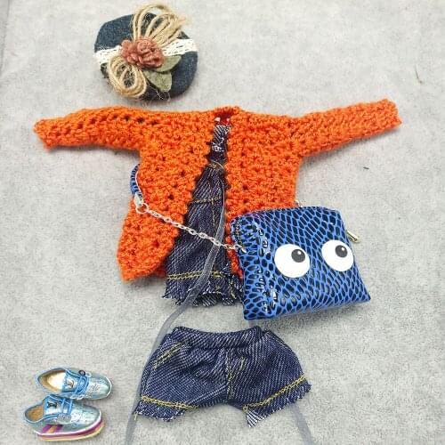 Fashion Spring Knit Wool Bjd Clothes 1/6 Doll Accessories Sweater Pants Shoes Hair Clip Ball Joint Fashion Girl Doll Clothes Set