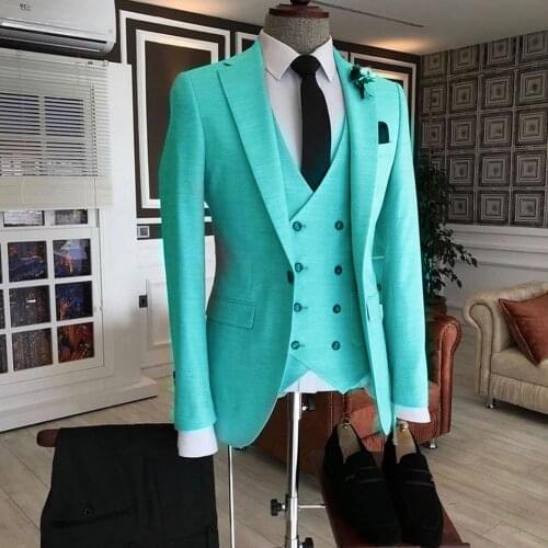 Fashion Luxury Double Breasted Vest Costume Homme Men Suits For Wedding Groom Prom Best Man Blazer Masculino Slim Fit 3 Pieces